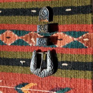 Vintage Sterling Silver Ranger Belt Buckle set